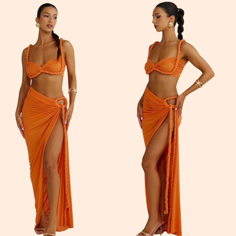 Elegant Orange Skirt Set
